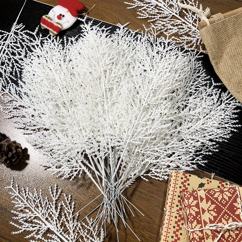 

12pcs White Pine Branches For Christmas Tree Decor - Adds A To Your Holiday Scene, Festive Atmosphere & Gift Boxes