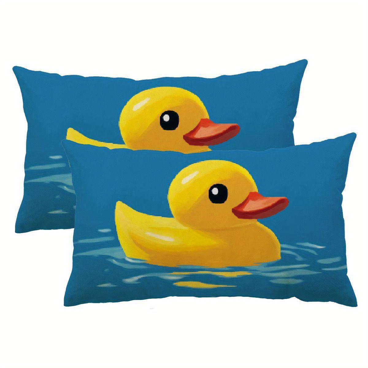 

2 Pcs Rubber Duck Throw Pillow Covers - 12x20inch Linen, Decor, Room Decor - Festive Party Supplies - No Electricity Required