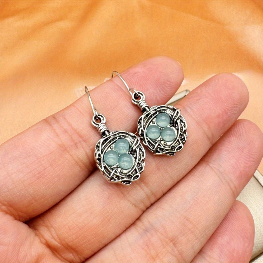 TEMU 2pcs Fashion Versatile Creative Nest Earrings Men's And Women's Earrings For Family Birthday Party Anniversary Gifts For