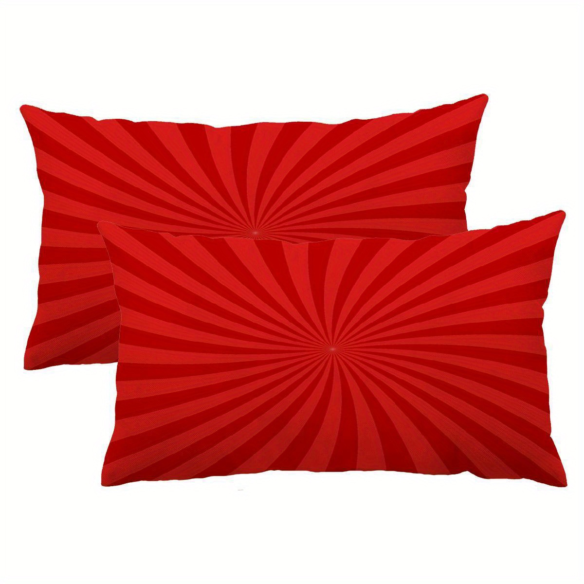 

2pcs Red Spiral Linen Pillow Covers With Zip Closure, 12x20 Inch - Decor