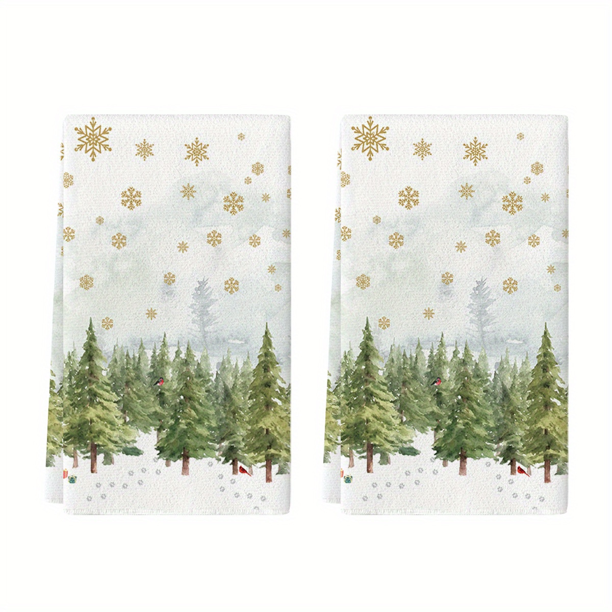 

Sm:)e Trees Snowflakes Winter Kitchen Towels Dish Towels, 18x26 Inch Seasonal Christmas Room Funky Home Decoration Hand Towels Set Of 2/ 3