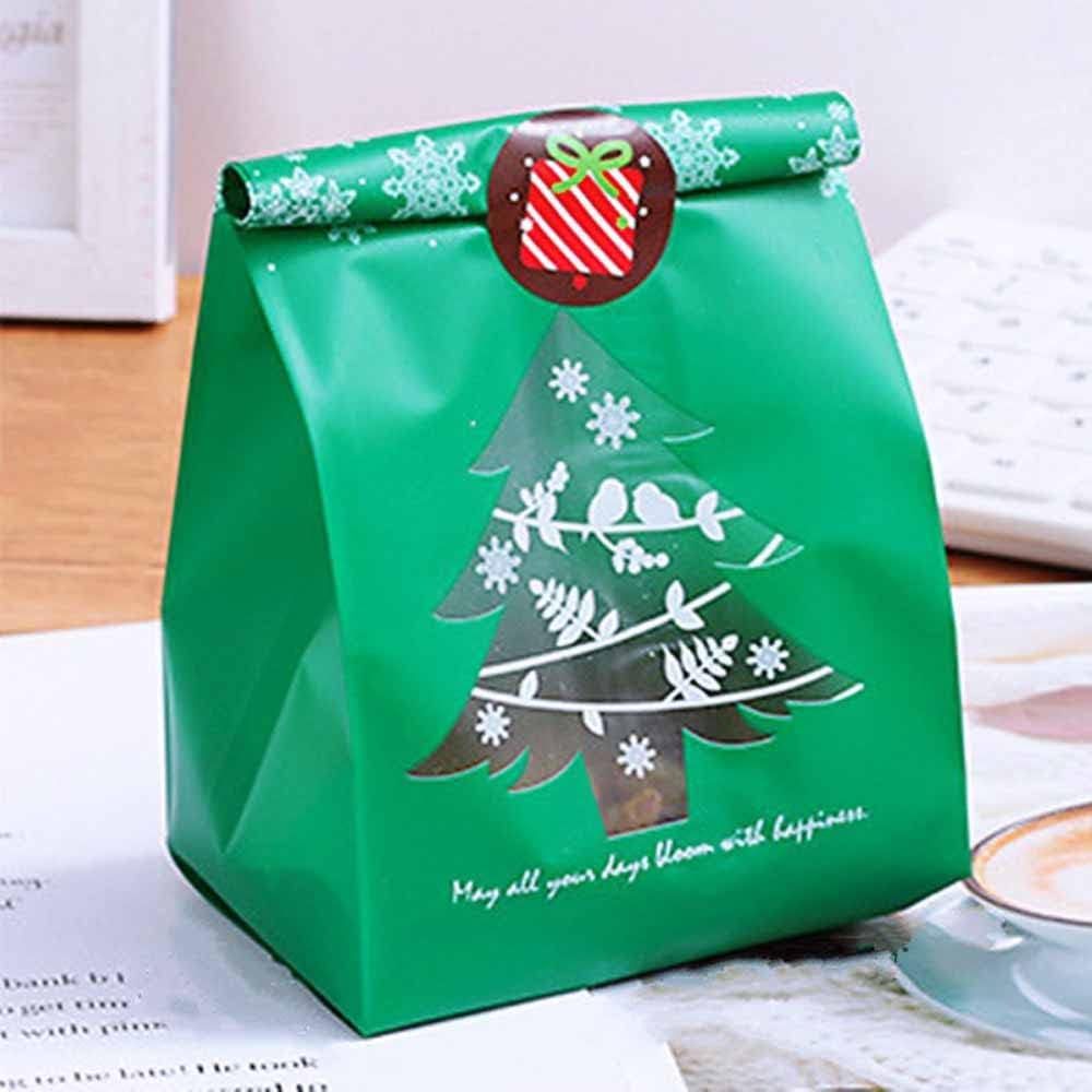 

50pack Christmas Gift Bag Goodies Candy Bags With Christmas Theme Stickers Christmas Treat Tote Bags Christmas Party Decorations For Party Favors Supplies