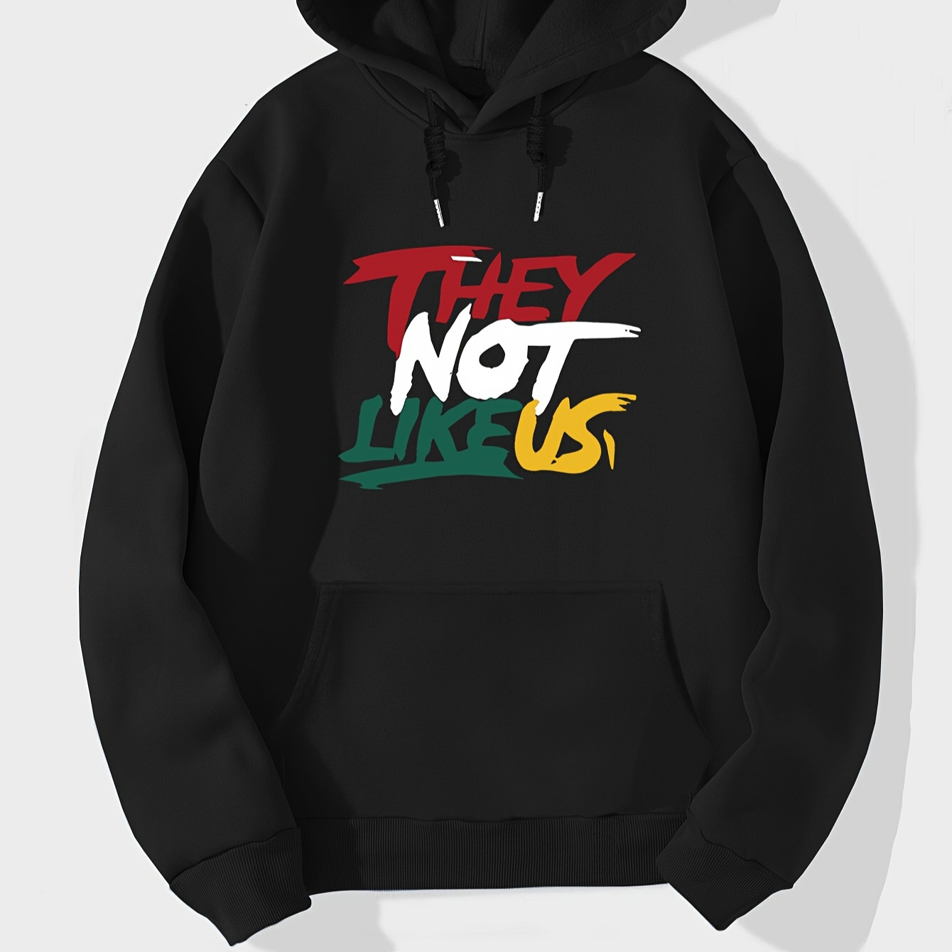 

Men's Trendy " Not " Graphic Hoodie - Cozy Long Sleeve Pullover With Kangaroo Pocket, Black With Stripes & Lettering, Casual Wear, | Print Hoodie | Polyester Hoodie