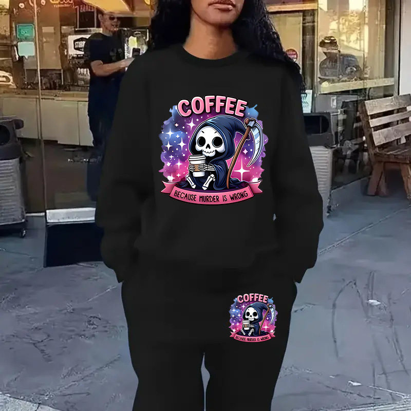 

's Plus Size Sweatshirt & Set - Long Unique Skull , , , Washable