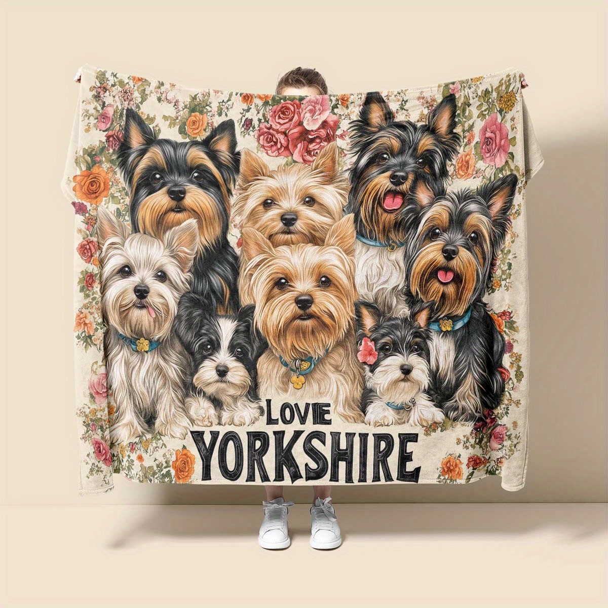 

Yorkie Pattern Car Nap Blanket - All- Polyester