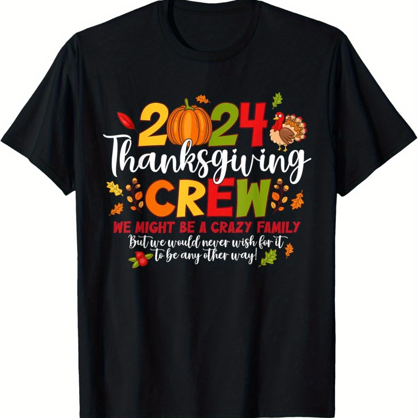 

Thanksgiving Crew 2024 Family Matching Fall Autumn Men T-shirt Summer Comfortable Casual Short Sleeve T-shirt