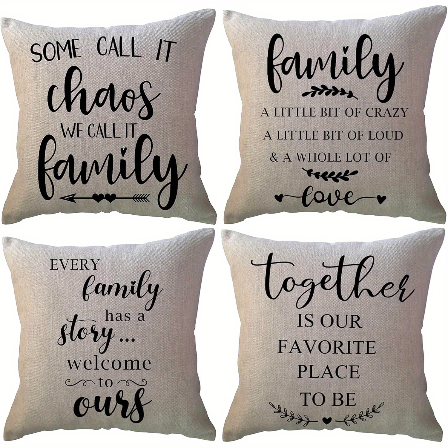 

A Set Of 4 Family Quote Throw Pillow Farmhouse Decorative Mat Sets 18 X 18 Inches Family Text Decorative Pillowcase Sofa/sofa/porch