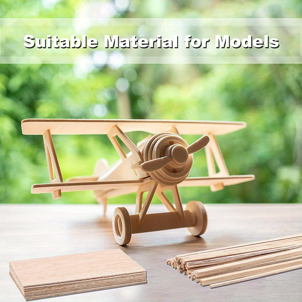 45pcs balsa wood sticks pieces set diy craft model building Temu