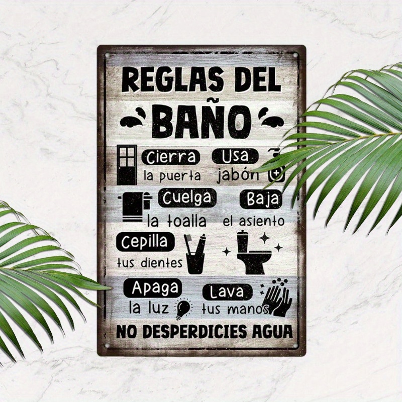 

Vintage Spanish Aluminum Sign - 8x12" | Home, Farmhouse Decor | Ideal For Bathroom, Washroom, Rest Room & Wc | Great Holiday Gift