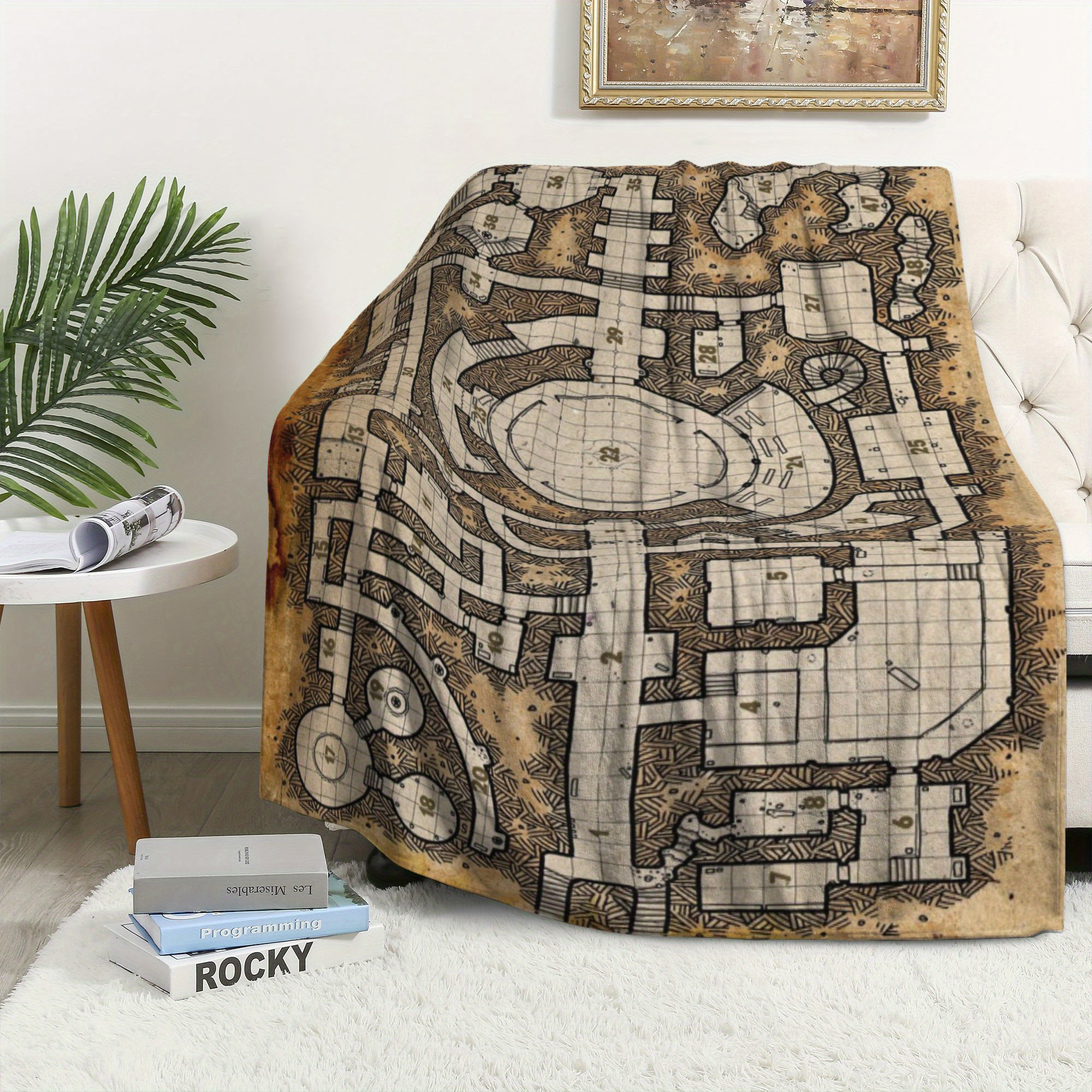 

Vintage Gaming Map Print Flannel Throw Blanket - Soft, For Couch, Bed, Office, And Travel - Perfect Gift For , Retro, Game Map, Fleece Blanket, Gift