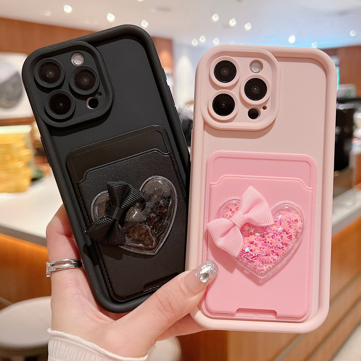 

Creative Bow Card Holder Mobile Phone Protective Case For Iphone 11 12 13 Pro Full Cover Anti-fall Mobile Phone Protective Case