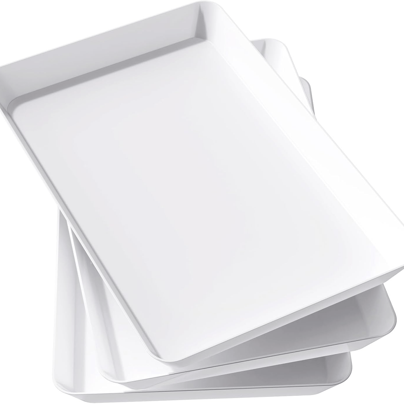 TEMU Multi-piece Serving Trays, 15" X 10" Platters For Serving Food, Plastic Serving Tray For Party Supplies, White Reusable Tray For Snack, Veggie,