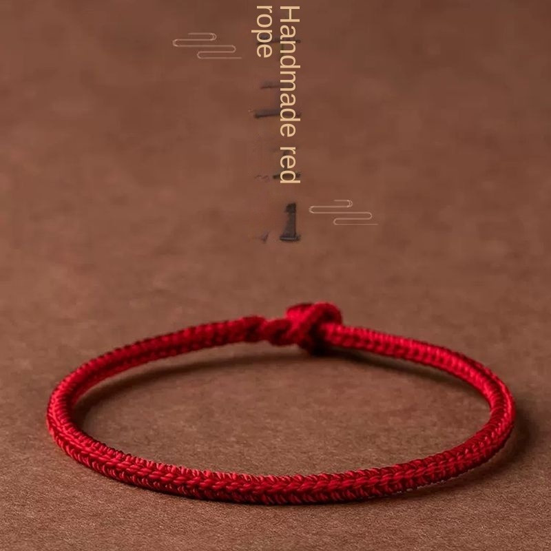 Women's Chinese Style Handwoven Bracelet in Red Nylon Rope