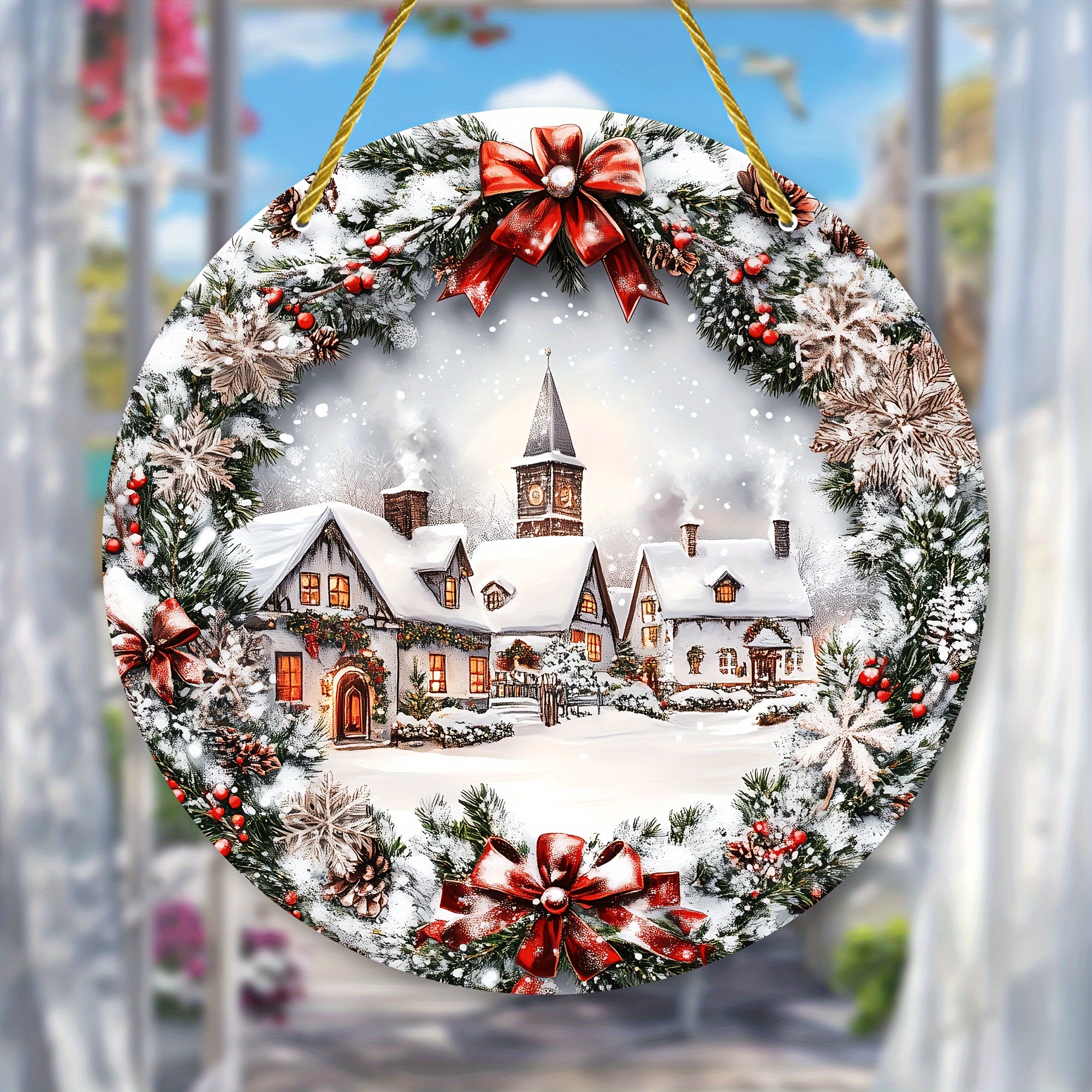 

Vibrant Christmas Village Snow Scene Suncatcher 8"x8" – Home Decor, Unique Gift Idea , Suitable For Porch, Bedroom, Office Holiday Decoration, Made Of Special Material, Festive Theme