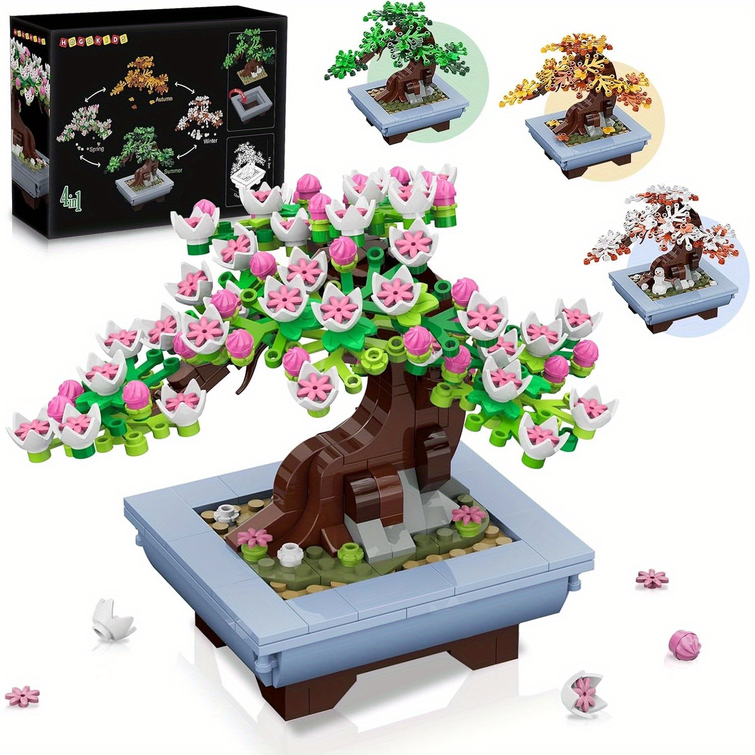 

Hogokids Building Set - 4 Bonsai Toy 584pcs, Diy Decor For Adults Kids 6+