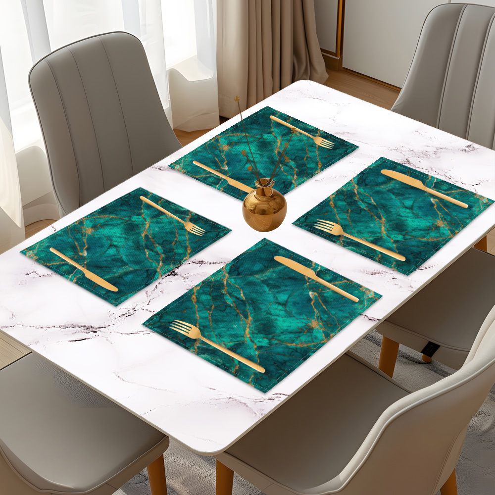 

4pcs Set & Placemats - & , Polyester Table For Dining &