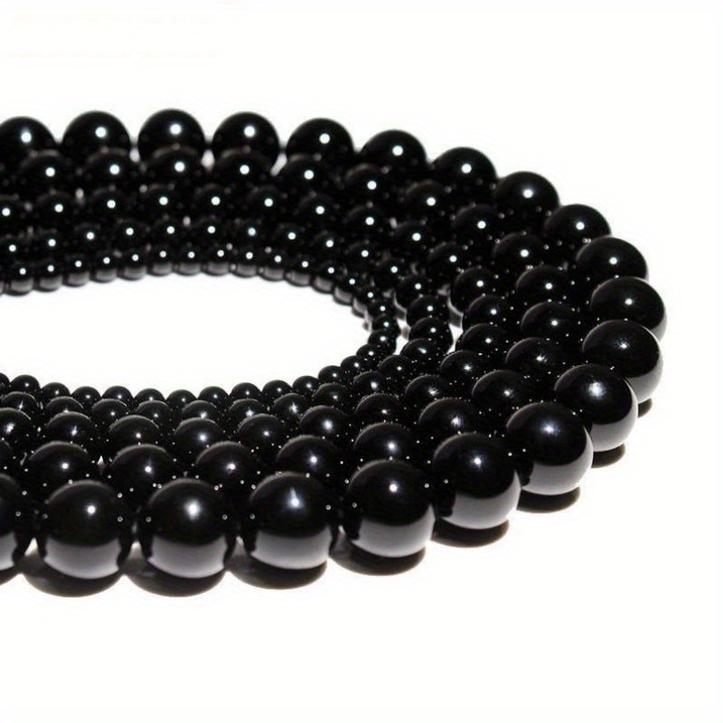 

15'' Black Agate Stone Natural Chalcedony Beads For Making, Round Shape 4/6/8/10/12mm