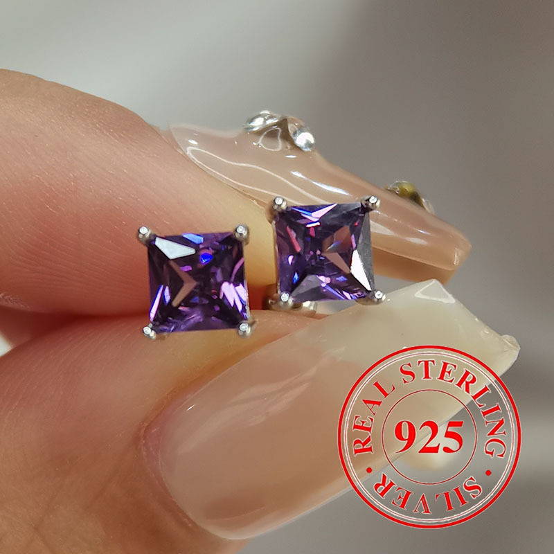 

925 Low Allergenic Purple Synthetic Inlaid , Women's Jewelry (1.1g 0.039 Oz)