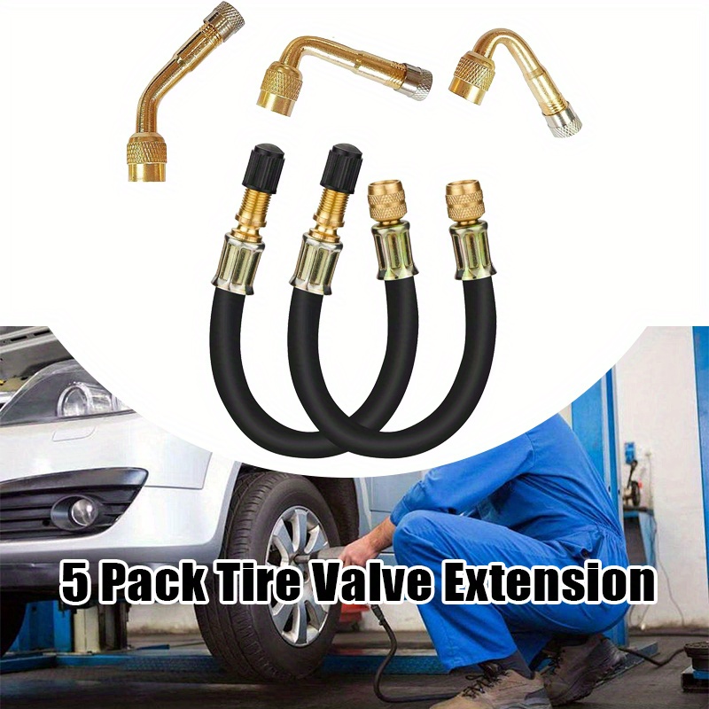 

5 Pack Tire Valve Extension, 2pcs 8.25 Inch Flexible Valve Stem Extenders With Brass 45 90 135 Multi Degree Tire Valve Stem Extension Adaptor Compatible For Rv Bike Motorcycle Car