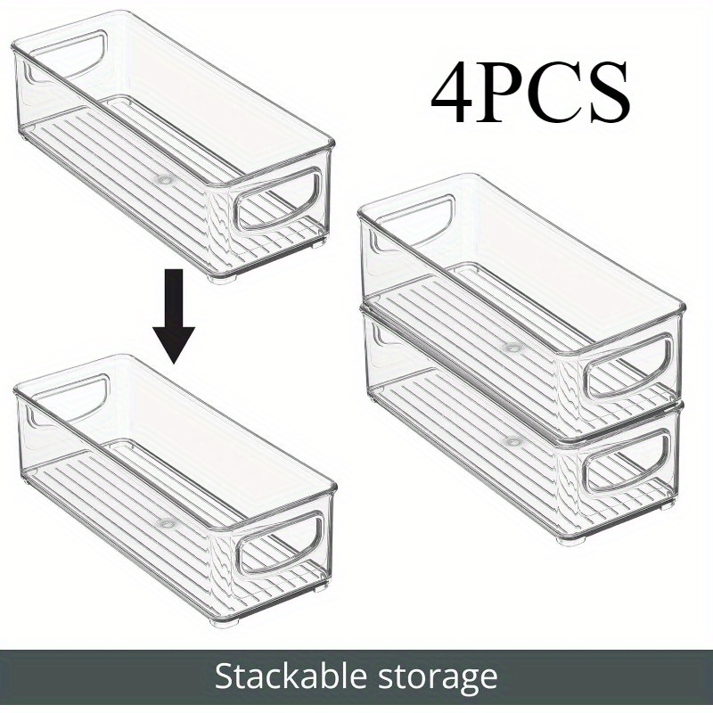TEMU 4pcs Desktop Storage Box Acrylic Cosmetics Snacks Transparent Basket Transparent Storage Box Storage Box Books Snacks Fruits And Vegetables Sorting Miscellaneous Storage Rack