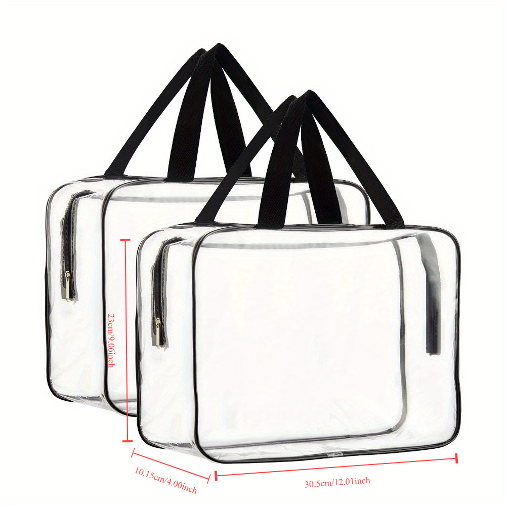 TEMU 2pcs Clear Pvc Toiletry Bag Transparent Cosmetic Bag Waterproof Makeup Large Luggage Organizer Storage