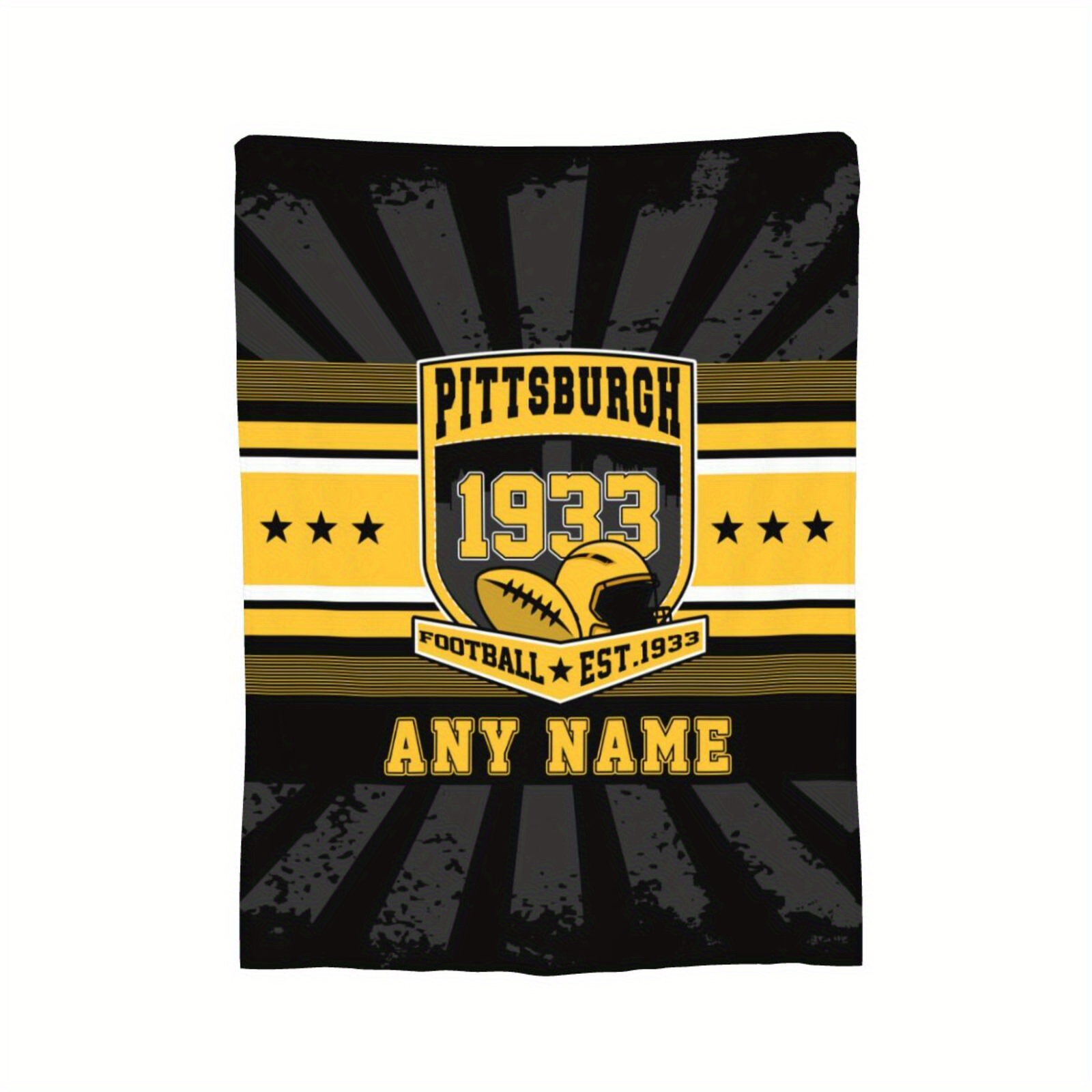 

Pittsburgh Football Fan Personalized Throw Blanket - Customizable With Name - Soft Fleece - Home Decor - In Sizes