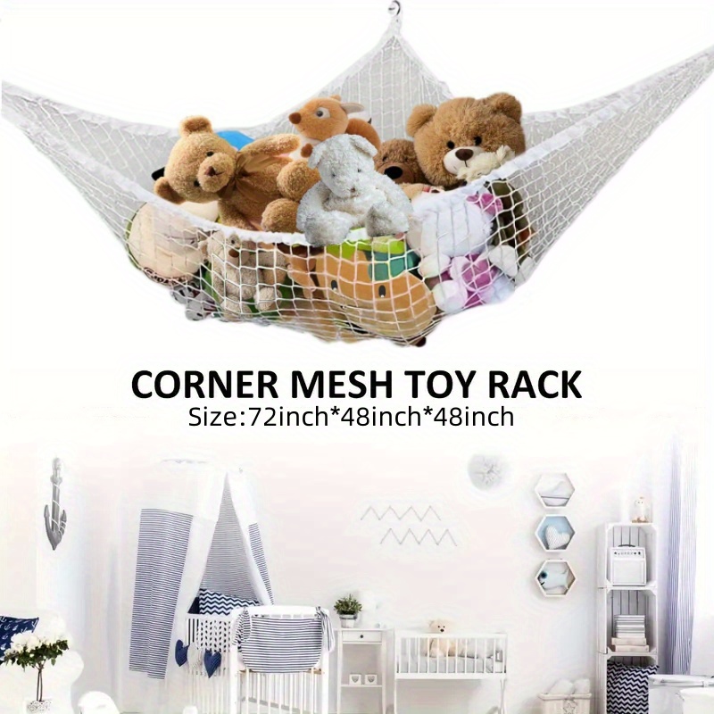 

1 Corner Wall Mounted Plush Toy Storage Net, Durable Mesh Plush Toy Display Rack For Bedroom, Living Room, . Also Suitable For Organizing Christmas, Easter And Thanksgiving Small Items