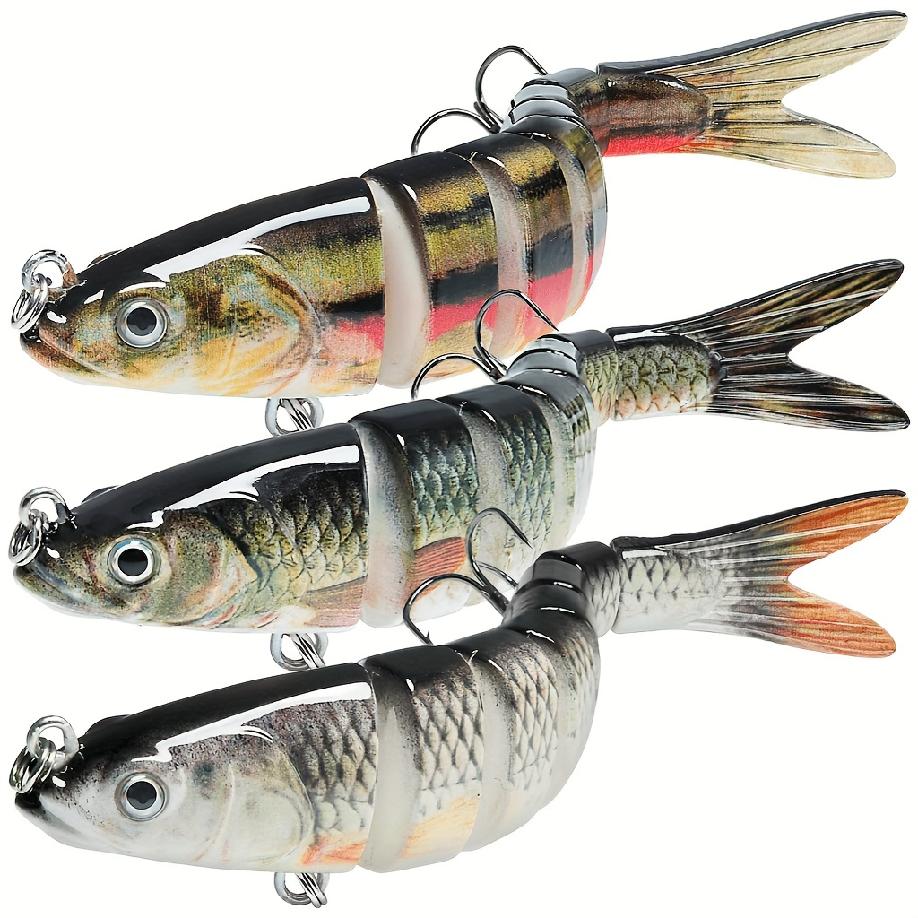 

3pcs Realistic Swimming Lures: Use Multi-jointed Lures To Catch Perch, Trout And Saltwater Fish! Perch Lure Kit, Use Artificial Fishing Gear Crankbait To !