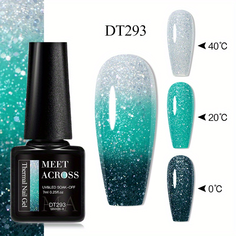 Image of 7ml Thermal Gel Nail Polish Glitter Sequins Shiny Color-changing Soak-off Gel Varnish