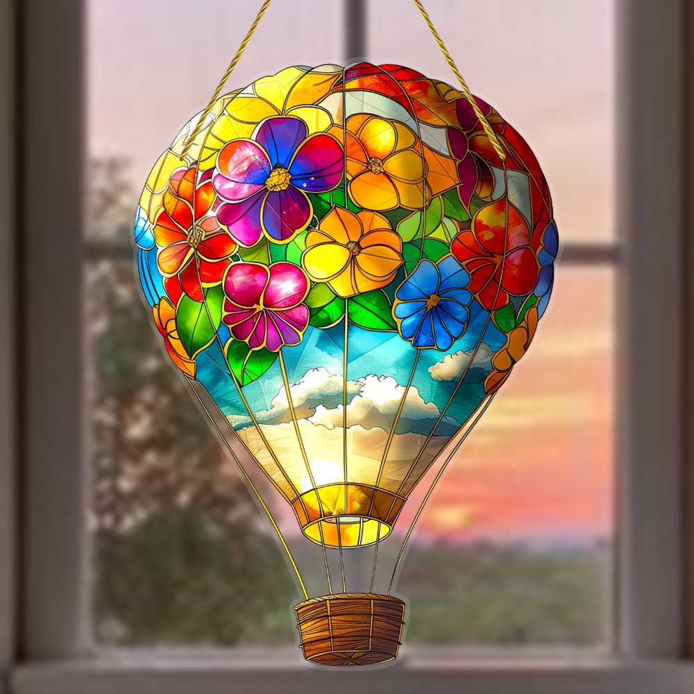 

1pc 2d Hot Air Balloons And Suncatcherss, Suitable For Window Decorations In Gardens, Rooms, And Outdoor Courtyards, Gifts For Families