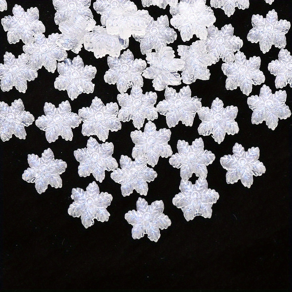 50pcs Christmas Snowflake Beads & Bead Assortments Acrylic White Loose Spcaer Beads Diy Bracelets Necklaces Hair Accessories Handmade Artworks Decorative Accessories
