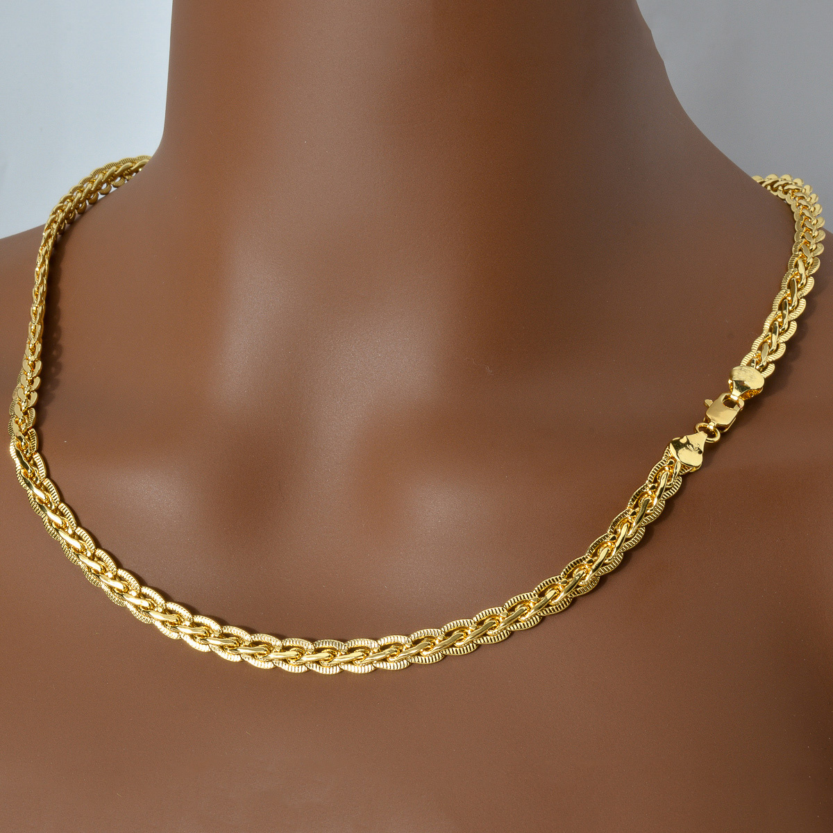 Image of 1pc Zeadear Men' & Women' Wide 7mm Chain Necklace - Chunky Layered Interlocking Link Pendant-, Minimalist Jewelry Suitable For Hip-hop & Casual Attire, Gift For (no Coating)