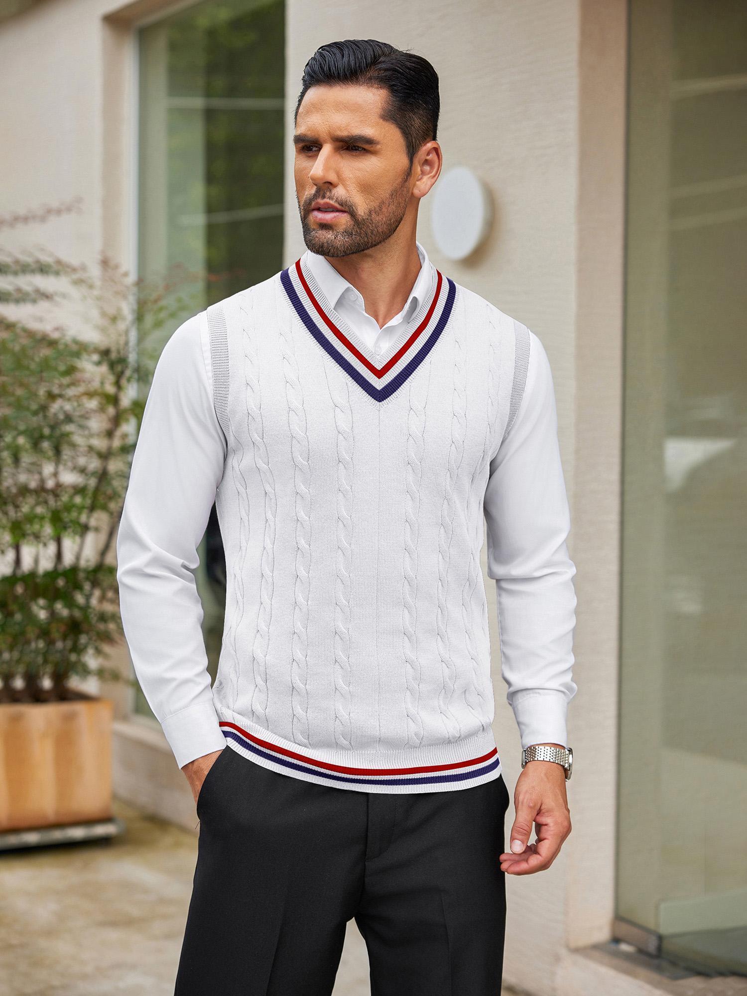 sleeveless v neck cable knit sweater