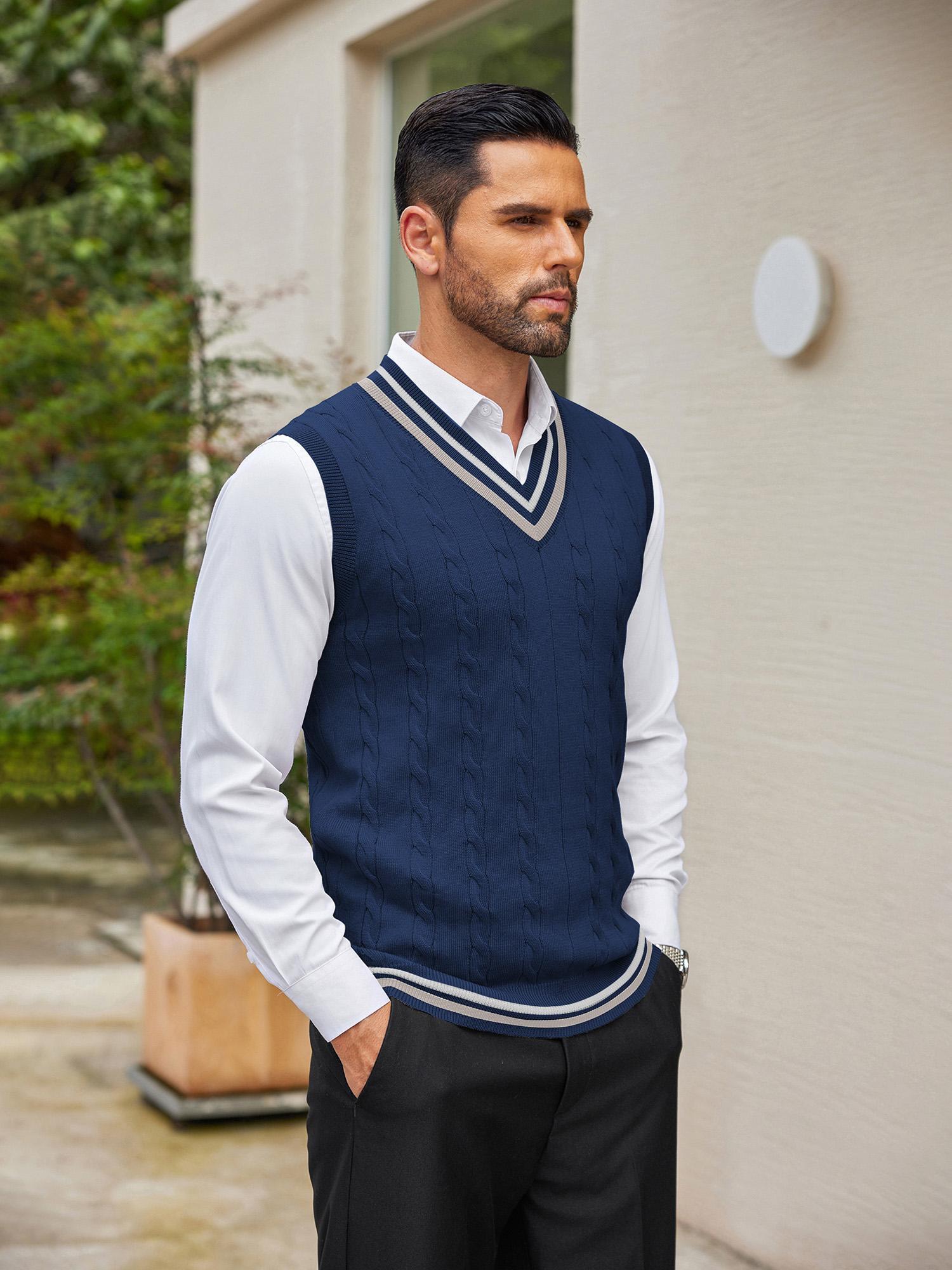Sweat Vest For Men Amazon Vintage V Neck Pullover Fisherman Cable