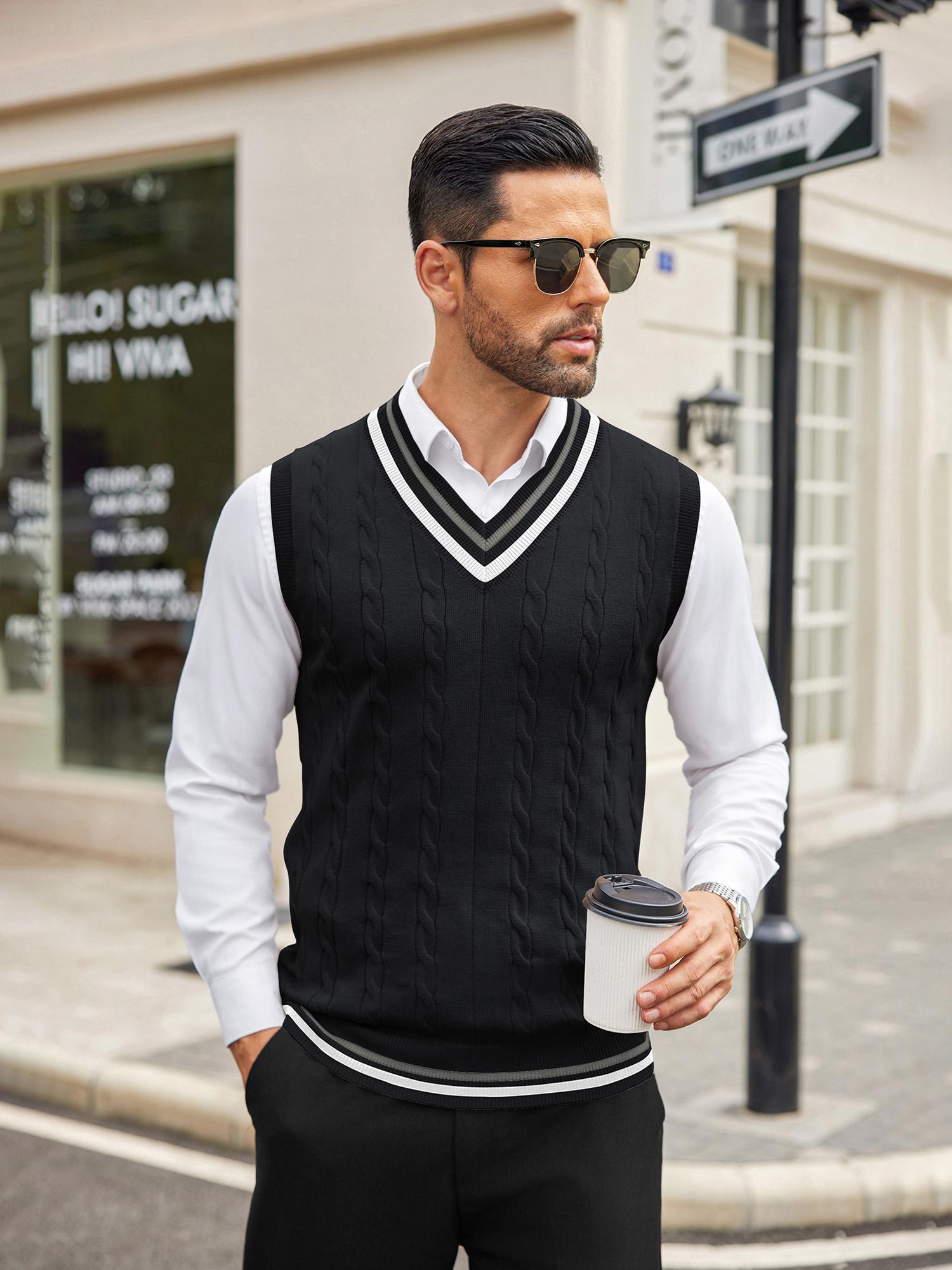 Knit Sweater V Neck Gents Half Sweater Ke Design COOFANDY Men's