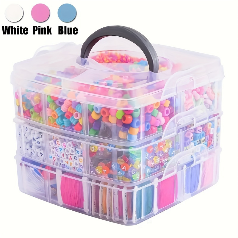 

1pc Stackable 3- Plastic Storage Box, Portable Diy Art Supplies Organizer, For Jewelry, Sewing Accessories, And Organization