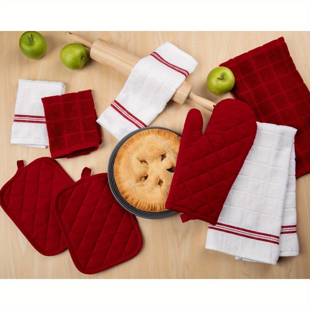 

And Pot Set, 8 , Including 2 Towels, 2 Pot , An Mitt And Dishcloths, And , , Red Is Suitable For Christmas