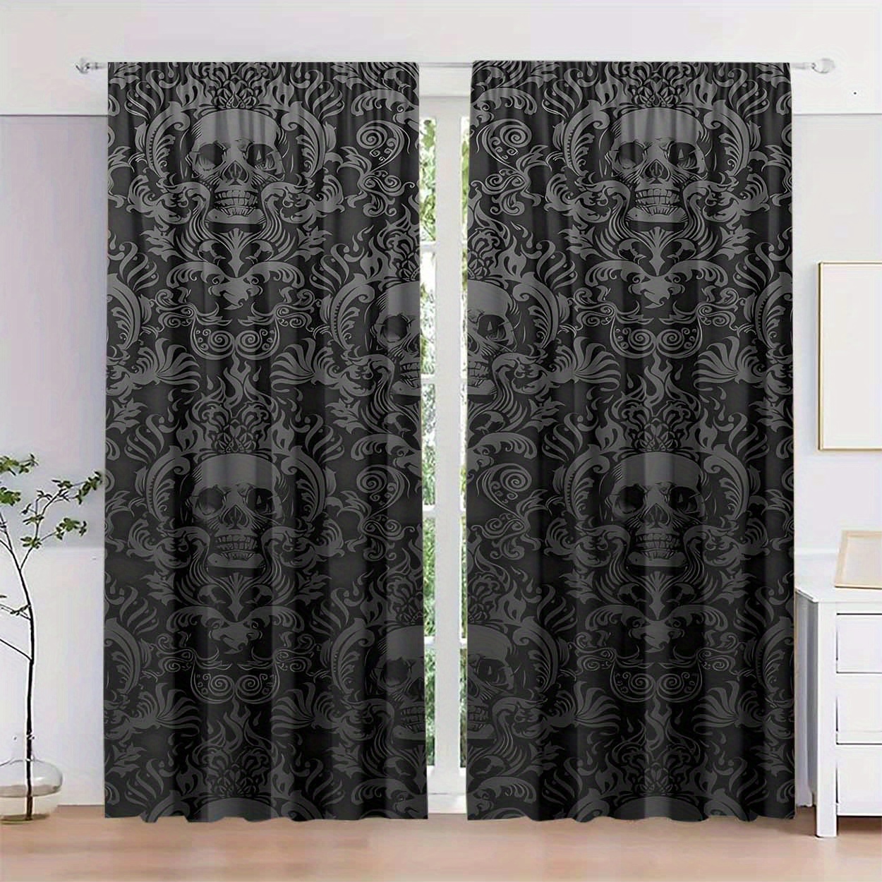 

Set Of 2 Pattern -filtering Curtains - Woven Rod Pocket Velvet Polyester Panels For Bedroom, Living Room, Office Home Decor - Machine Washable, Fade Resistant, Decorative