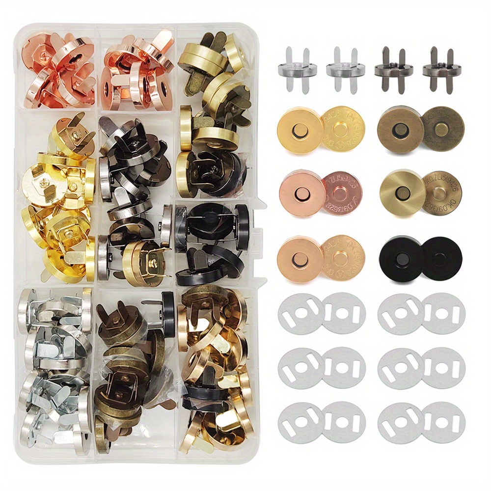 

Hamoshop Assorted Sizes & Colors Magnetic Clasps - 40/60/80pcs, 14/18mm Thickness, Craft Supplies In Storage Box, Hamoshop