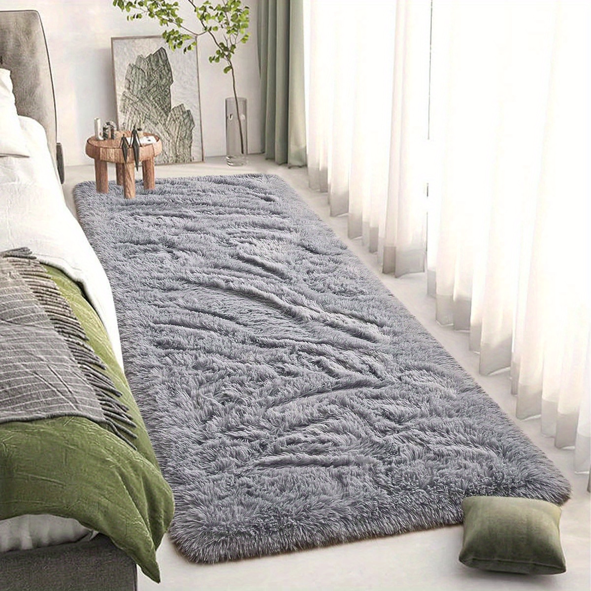 1pc luxury plush pv pile mat cozy scandinavian style anti slip stain resistant   bedroom living room soft polyester     in multiple colors rugs for living room details 2