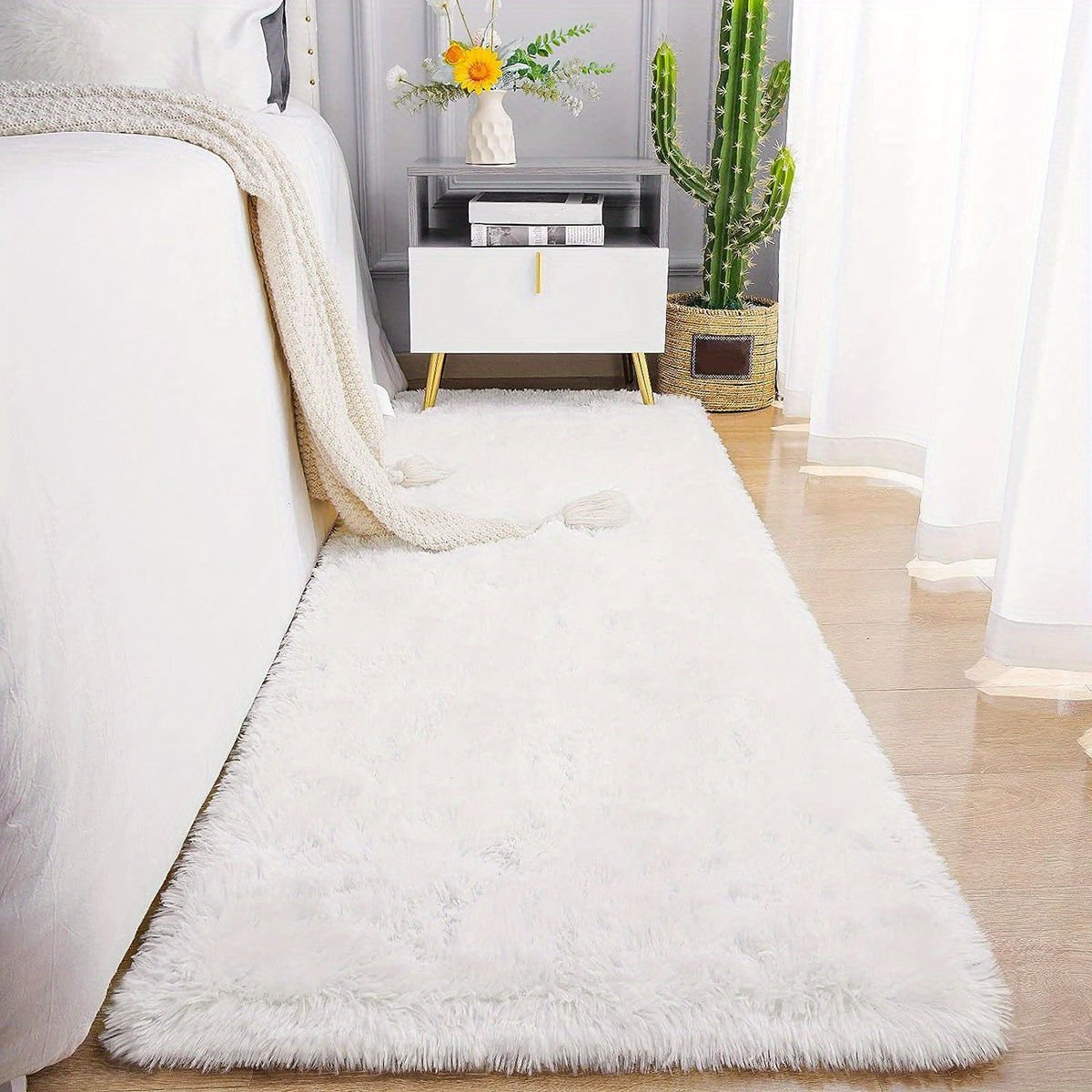 1pc luxury plush pv pile mat cozy scandinavian style anti slip stain resistant   bedroom living room soft polyester     in multiple colors rugs for living room details 3