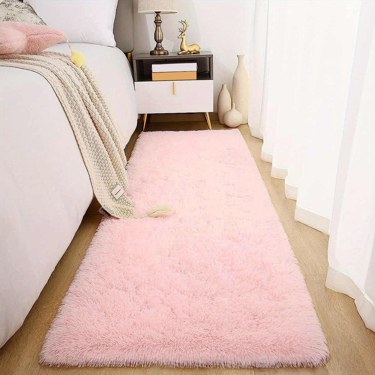 1pc luxury plush pv pile mat cozy scandinavian style anti slip stain resistant   bedroom living room soft polyester     in multiple colors rugs for living room details 7