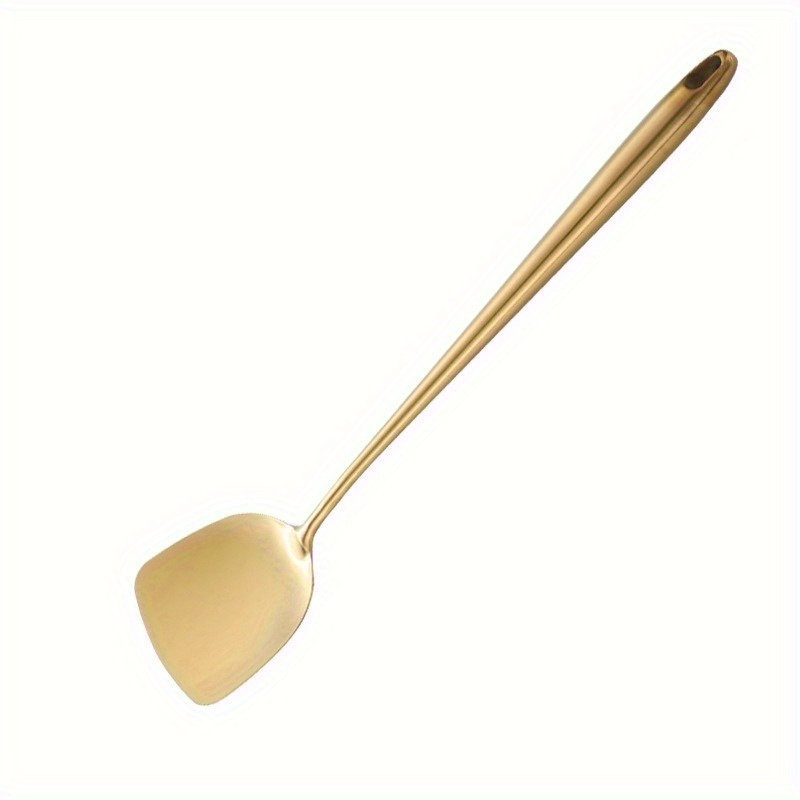 4pcs golden stainless steel kitchen utensil set extended heat resistant spatula ladle slotted turner soup spoon for cooking and serving details 7