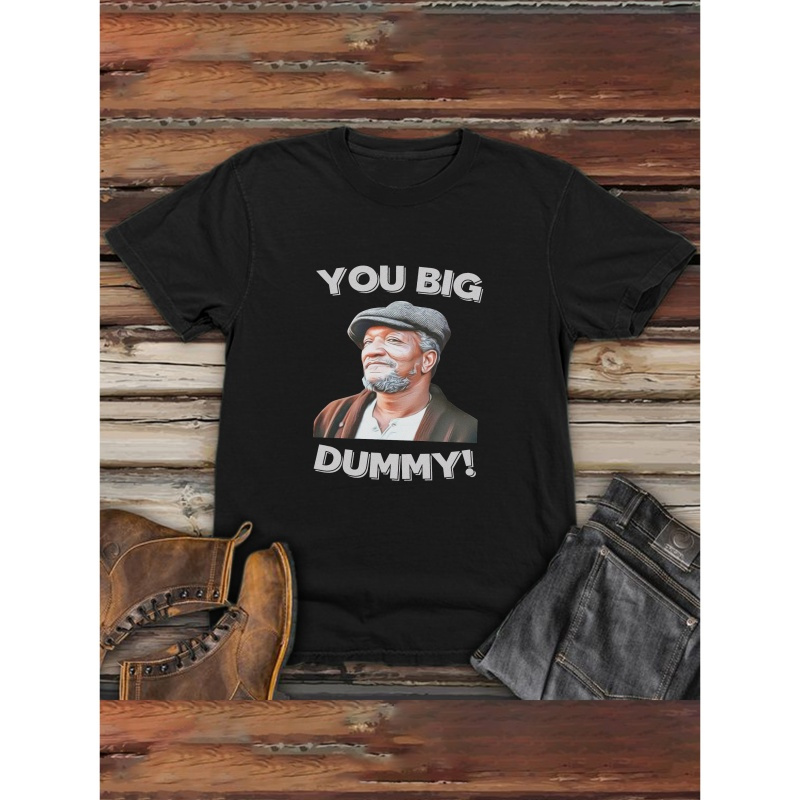 

Funny 'you Big Fool' Graphic Tee For Men - Casual Short-sleeve T-shirt, Breathable Polyester, Summer