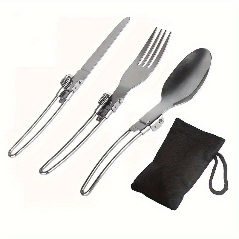 

Stainless Steel Camping Cutlery Set - Includes Forks, Knives & Spoons For Hiking And