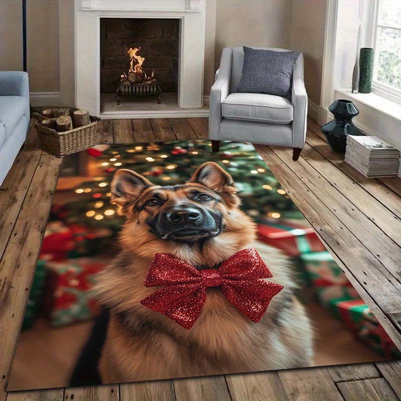 

German Shepherd Vintage-style Carpet - High- Heat Transfer, Office & Home Decor, Polyester, Rectangular Shape