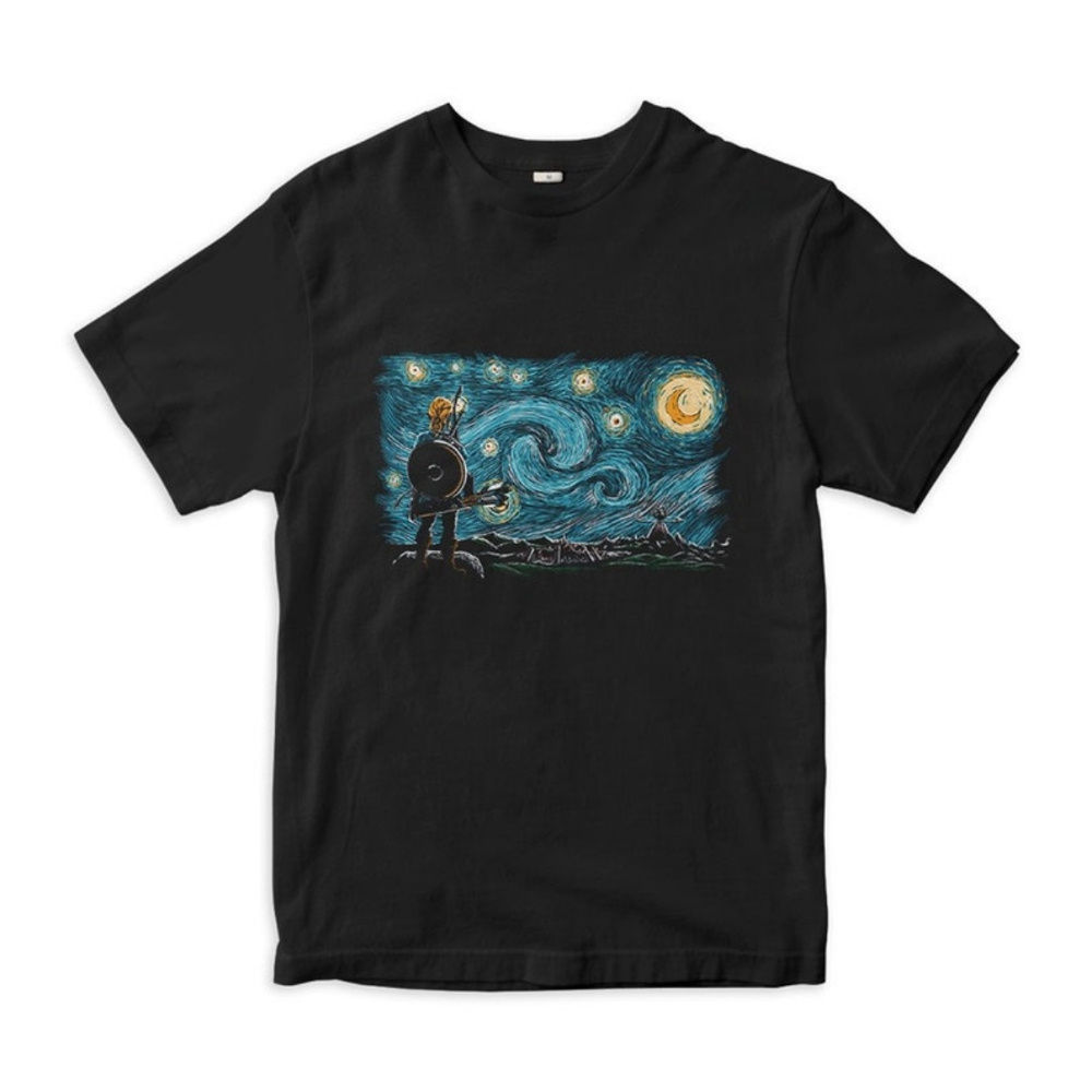 

Starry Night Inspired – Men's Cotton Tee, Fantasy Adventure , Classic Gaming