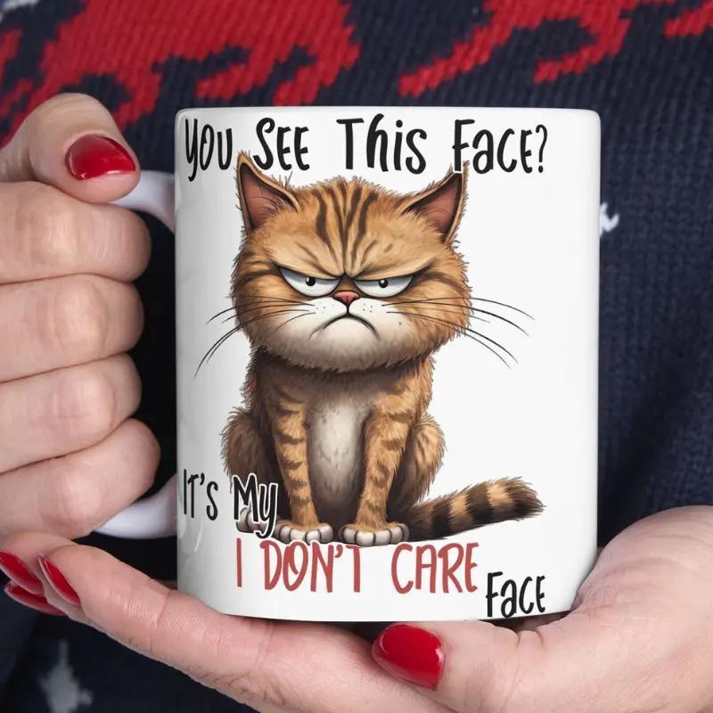 

11oz Care Cat Ceramic Coffee Mug, - Sublimation Printed In Usa - Dishwasher & Microwave Safe - Birthday Gift, Holiday Gift, Gift For Her,