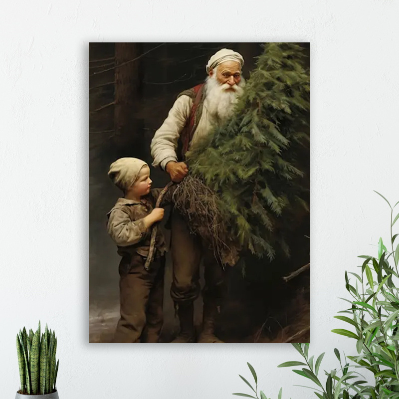 

Wooden Frame Santa And The Children Canvas Painting (2)thickness 2.25cm/.09inch Wall Art Prints Poster Wall Picture Decor For Home Gifts, Living Room, Bathroom, Bedroom, Kitchen