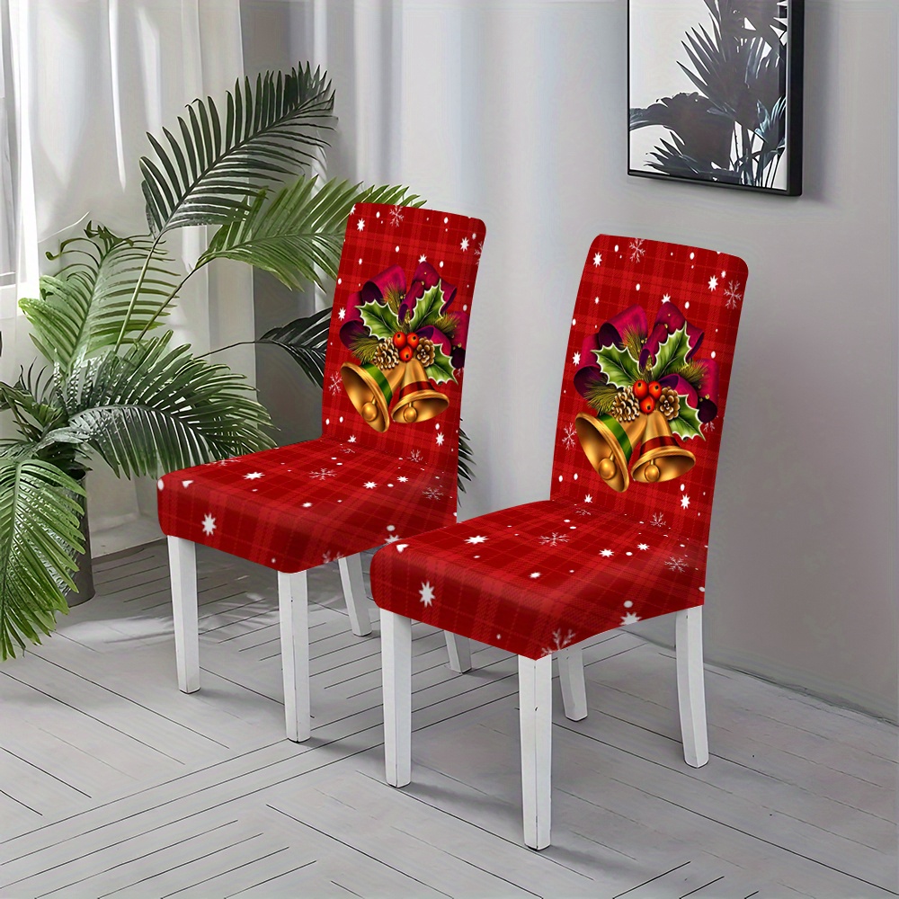 

Jit2/4/6pcs Festive Christmas Print Chair Covers - Non-slip And Dust-proof For Home Decor, Office, Wedding, Hotel, Restaurant, And Banquet - Soft And Comfortable With Removable And Washable Design